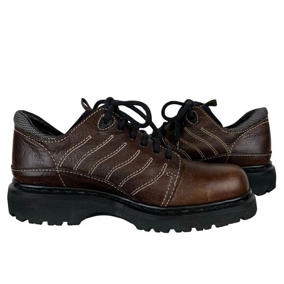 Vintage Dr Martens Brown Leather Chunky Lace Up Platform Shoes Made in England 9 main image 14